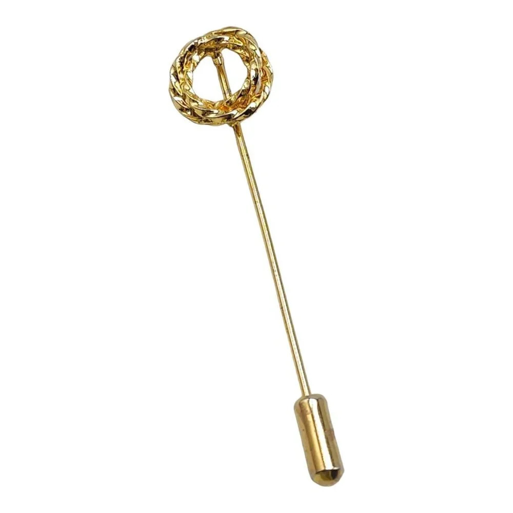 Circle Twisted Wreath Hat Lapel Pin Gold Tone Vintage